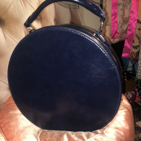 LAST 🔥Classic Blue Hat Box Leather Satchel - Picture 3 of 7